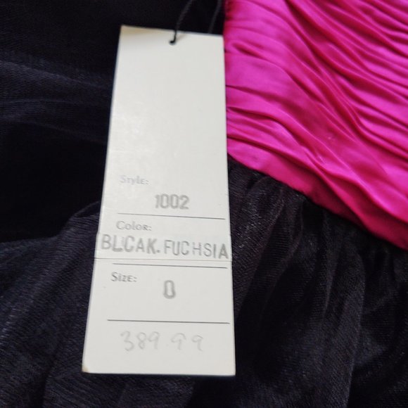 Final Chance Sale Sherri Hill Beaded Strapless Black Fuchia Tulle Dress - Picture 15 of 15